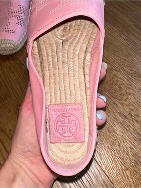 Tory Burch Pink Perforated Leather Espadrille Flats